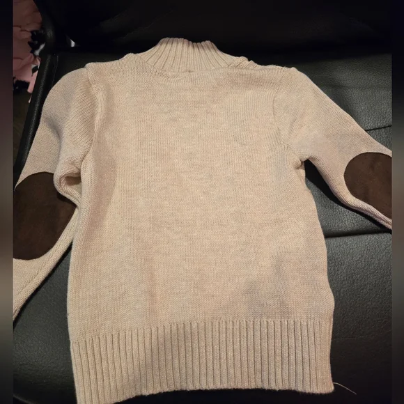 Toddlers Cream Sweater with Brown Elbow Patches.  Never Worn - Picture 2 of 3
